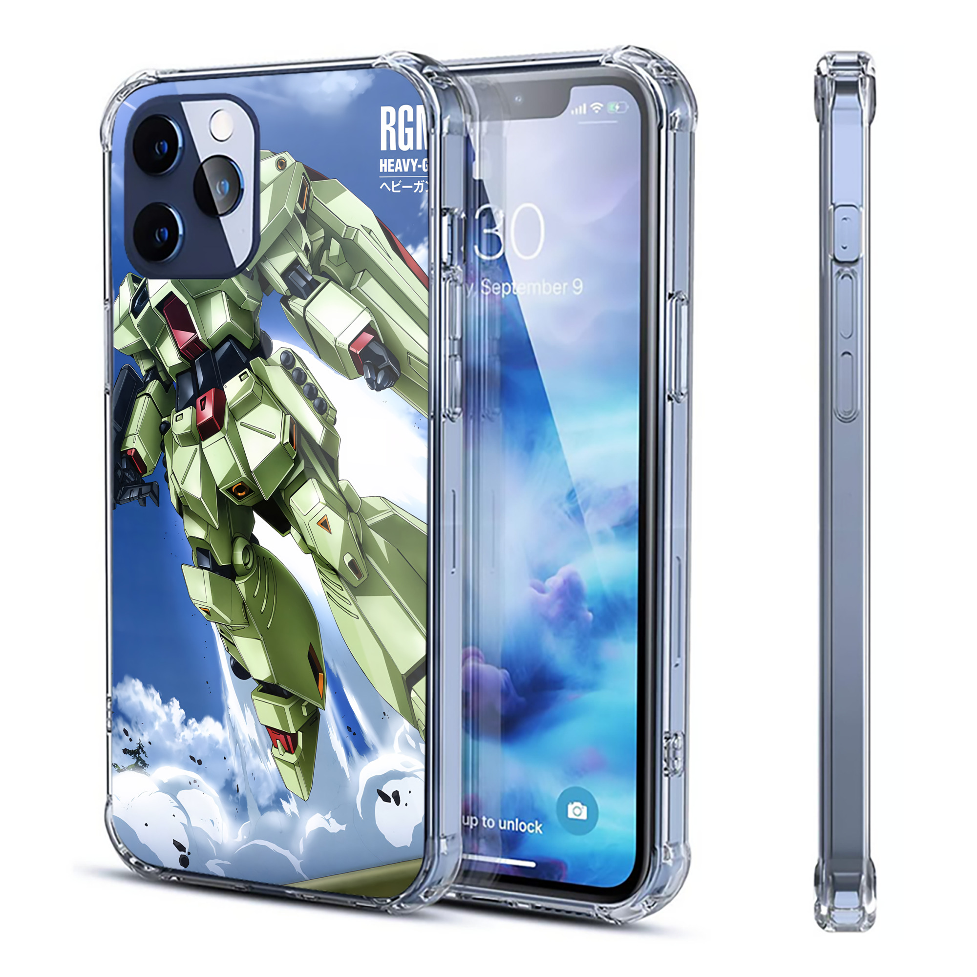 （画像用） 機動戦士ガンダム Mobile Suit Gundam 【iPhone 12シリーズ対応】透明スマホケース（クリアソフトケース）